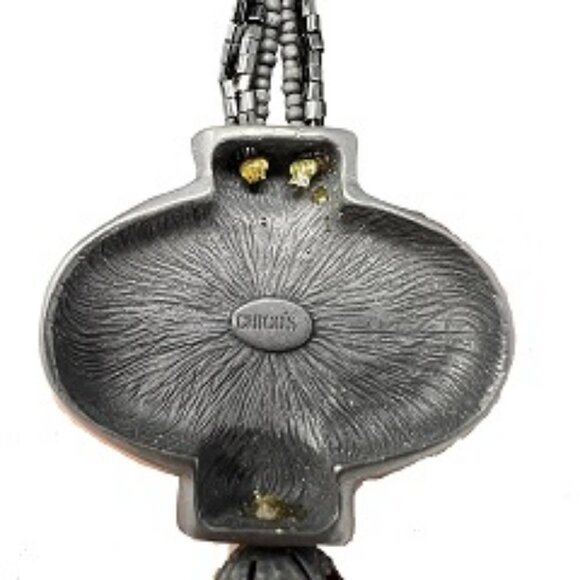 Chico's East Asian Motif Black And Green Long Necklace w/Tassel - Picture 15 of 15